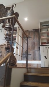 jonction bois et métal, nouvel escalier nouveau palier